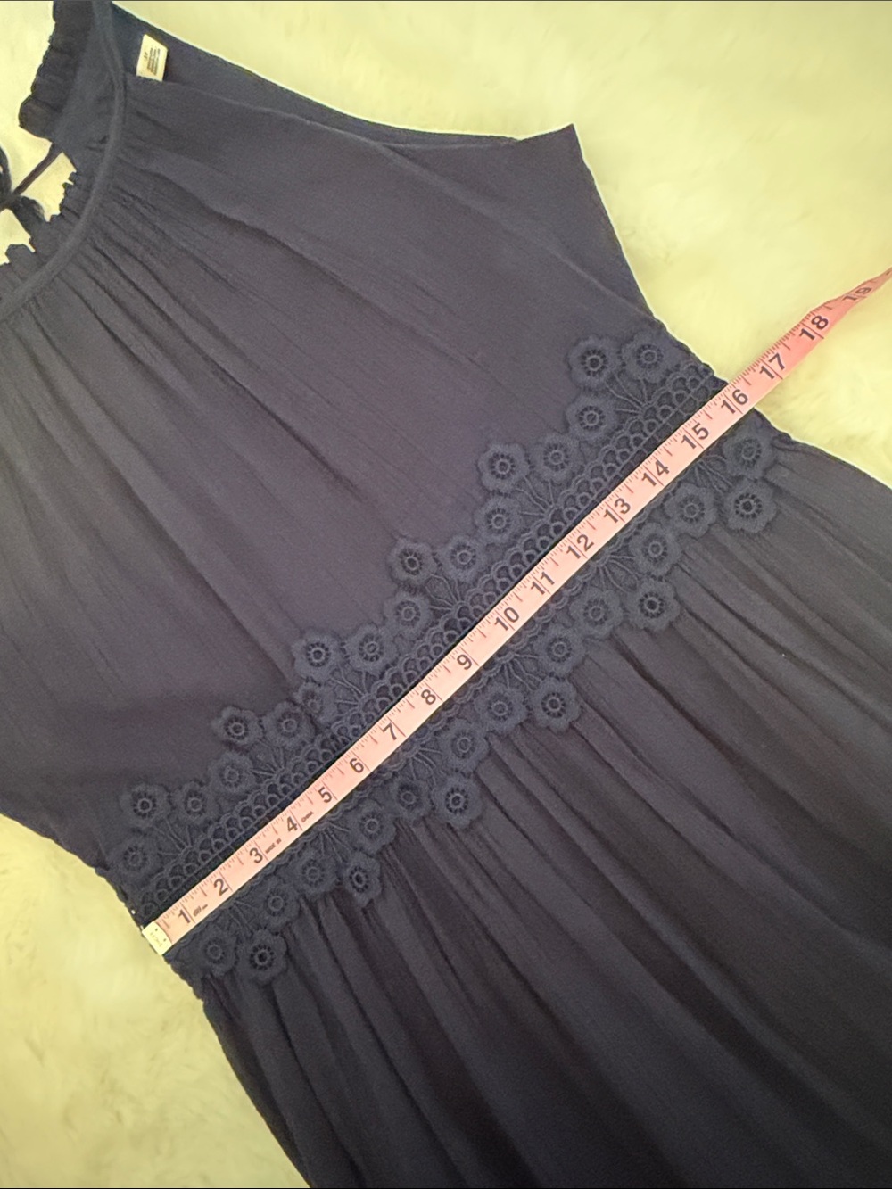Eliza J Navy Blue Cotton Gauze Fit & Flare Strappy Sun Dress - Picture 11 of 13